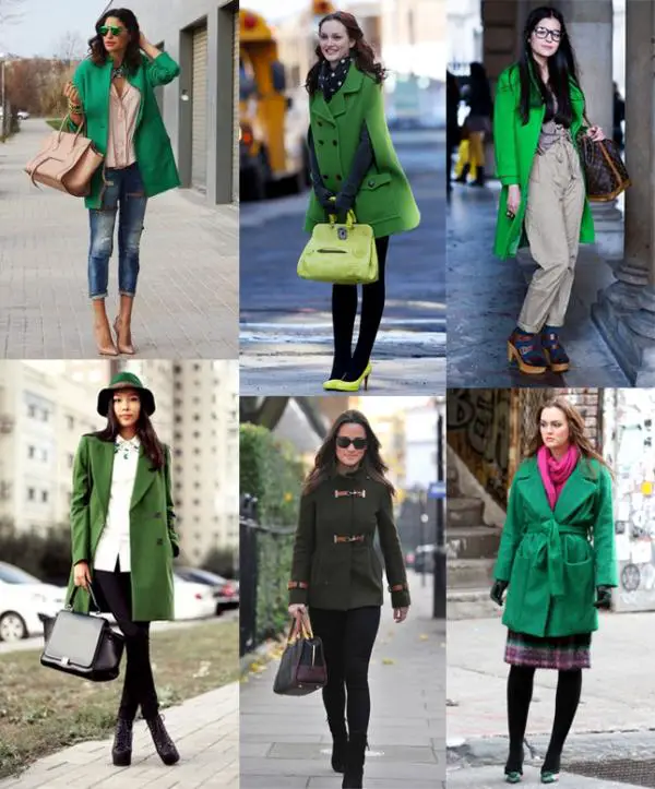 Wie man einen grünen Mantel kombiniert