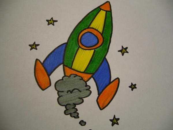Wie zeichne eine Rakete