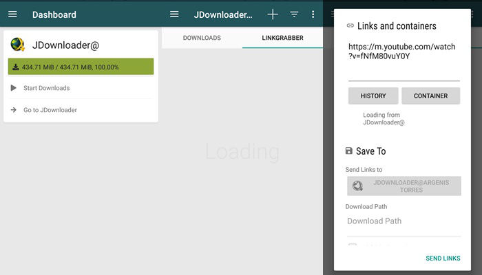 Downloads hinzufügen MyJDownloader