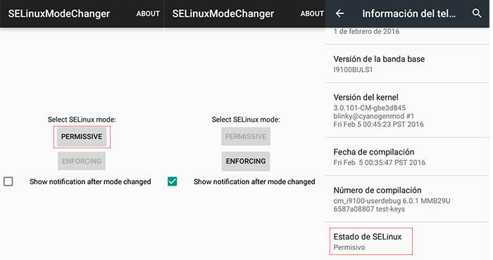 Ändern Sie SELinux auf Android