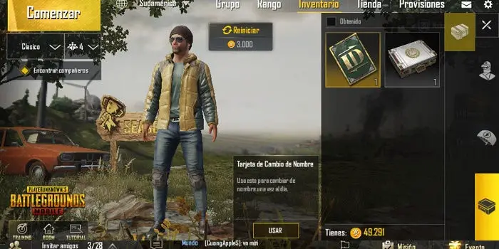 Cambiar nombre y apariencia en PUBG Mobile