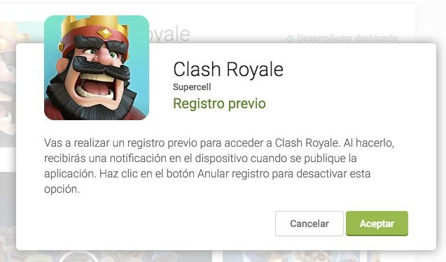 Registrieren Sie Clash Royale in Google Play