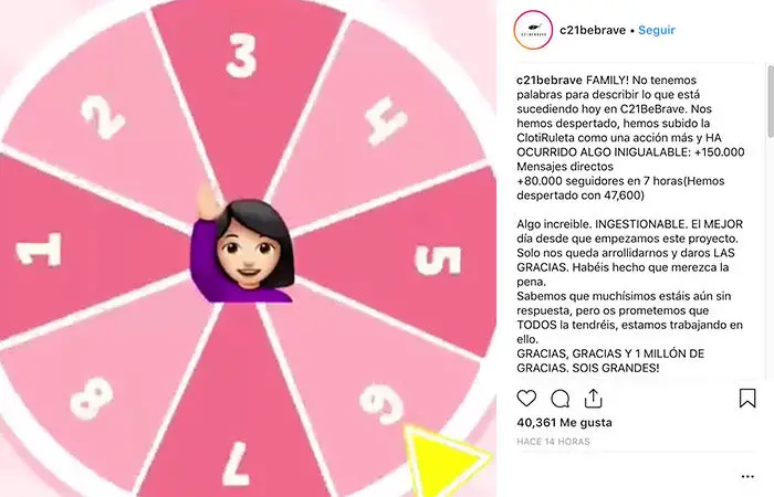 Clotiruleta auf Instagram