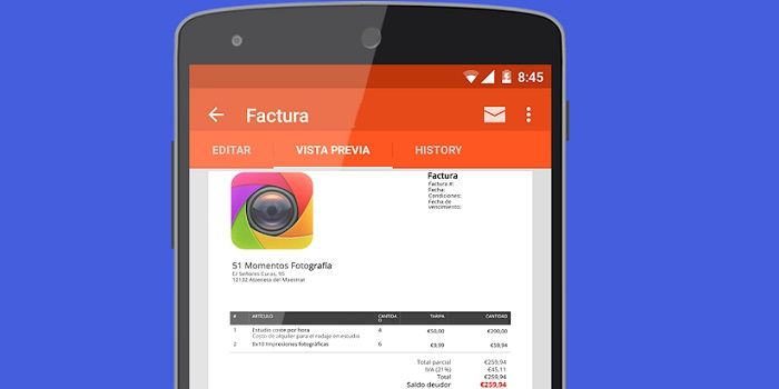 Cómo crear facturas desde el móvil Android