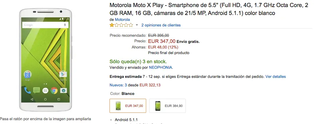 Kaufen Sie den Moto X Play Blanco bei Amazon