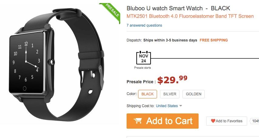 Kaufen Sie Bluboo Uwatch für 20 Euro