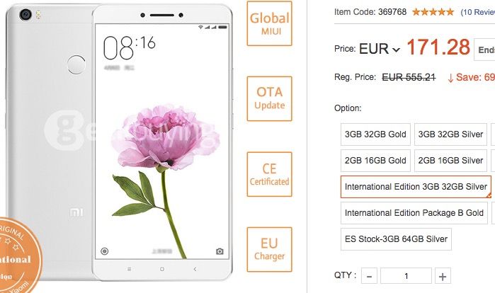 Kaufen Sie Xiaomi Mi Max für 170 Euro