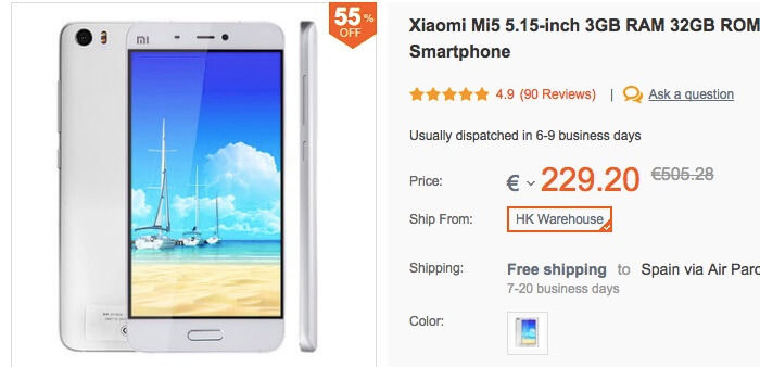 Kaufen Sie Xiaomi Mi5 für 206 Euro bei Banggood