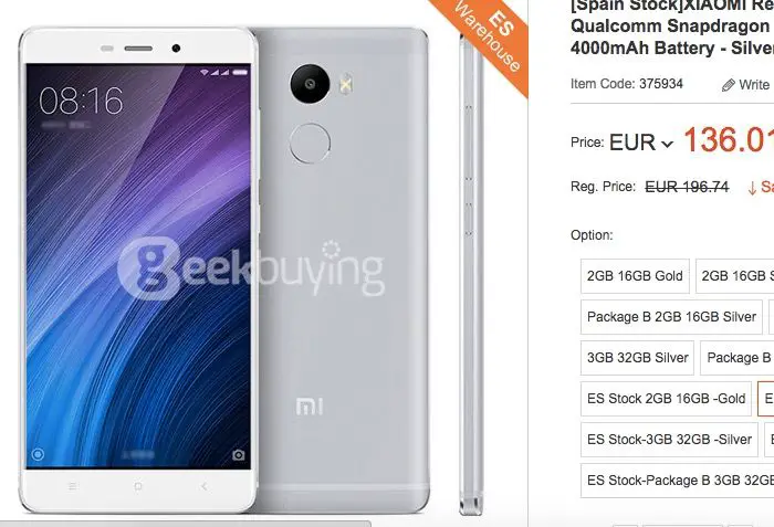 Kaufen Sie Xiaomi Redmi 4 billig Spanien