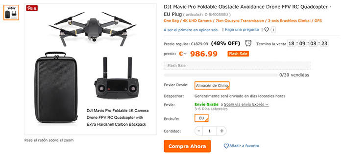 DJI Mavic Pro billiger Rabatt Tomtop