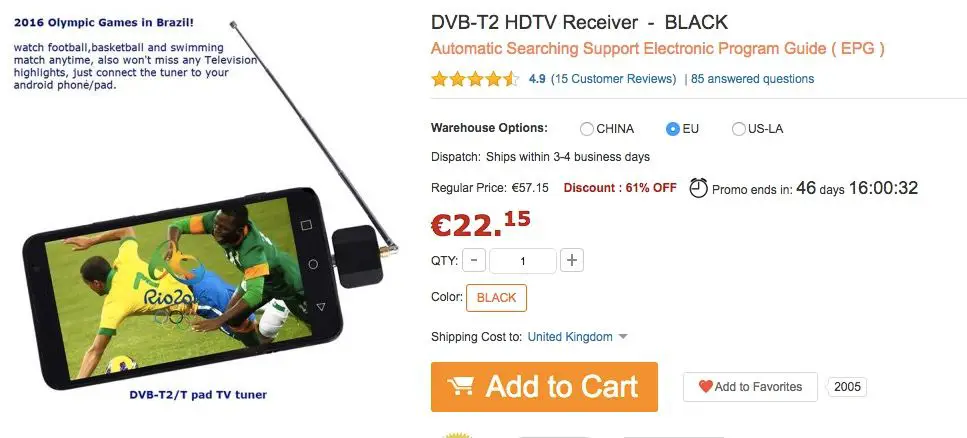 DVB T2 HDTV für 20 Euro