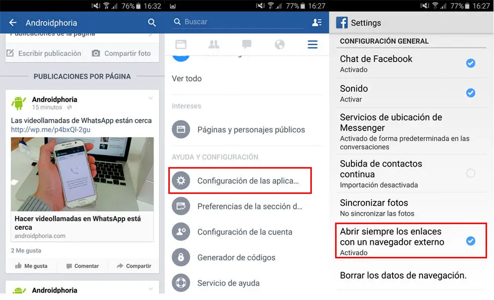 Deaktivieren Sie den Facebook-Browser auf Android