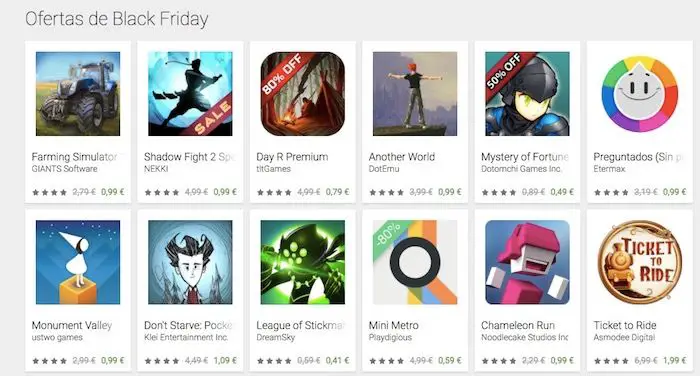 Ermäßigungen für Apps und Spiele im Play Store für Black Friday