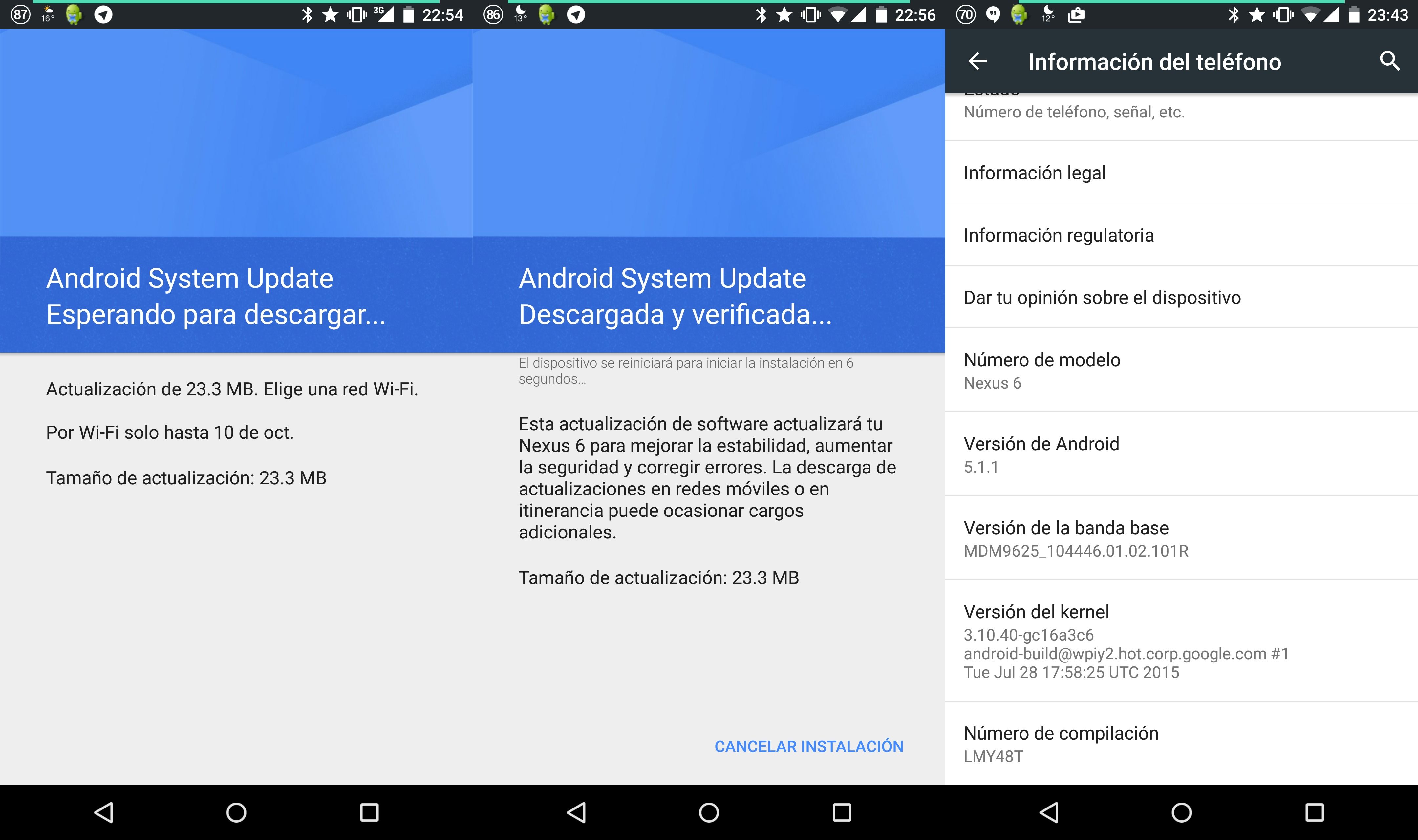 Der Sicherheitspatch für Oktober kommt bei Nexus 6 in Spanien an