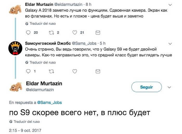 Eldar Murtazin Twitter Antwort Galaxy S9