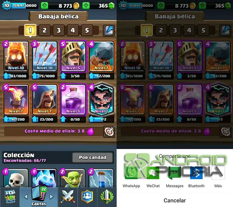 Senden shuffle Clash Royale WhatsApp