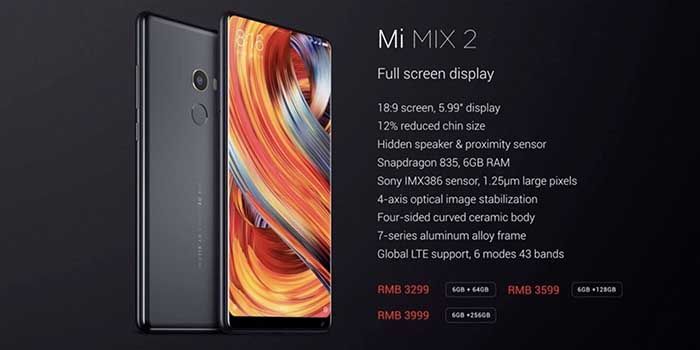 Spezifikationen Preis Xiaomi Mi Mix 2