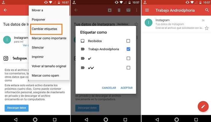 Tags in Google Mail von Android