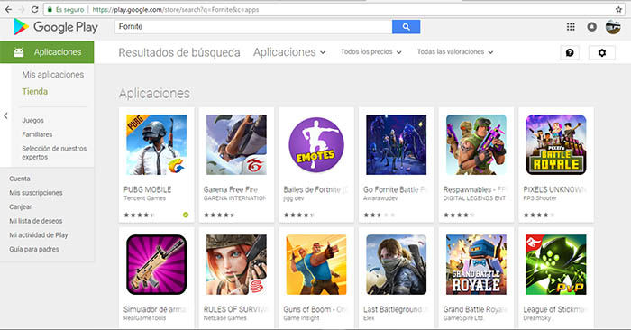Fornite bei Google Play