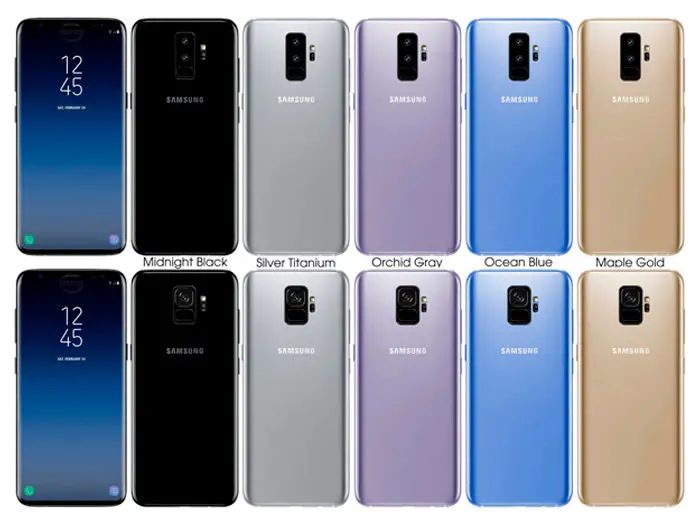 Galaxy S9 Rendern von Farben