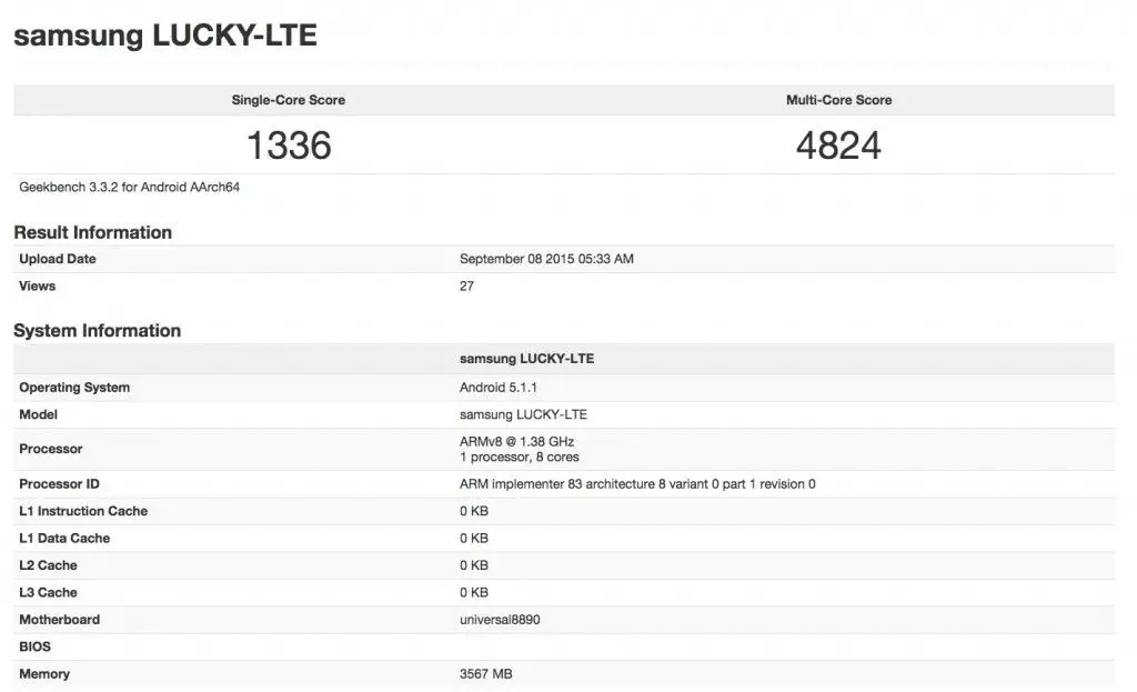 GeekBench Exynos 8890