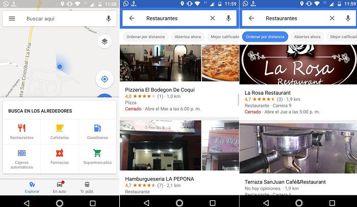 Google Maps finden Restaurants