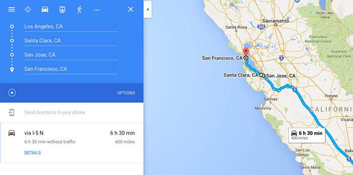 Google Maps multiples destinos