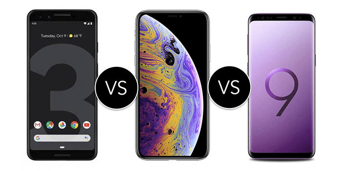 Google Pixel 3 vs iPhone XS vs Galaxy S9 cual es el mejor