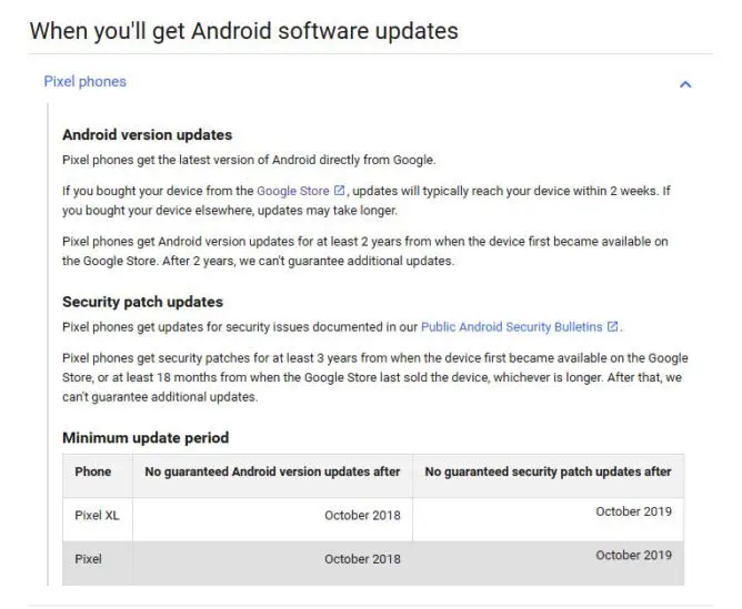 Google Pixel-Aktualisierungen dauern bis 2019