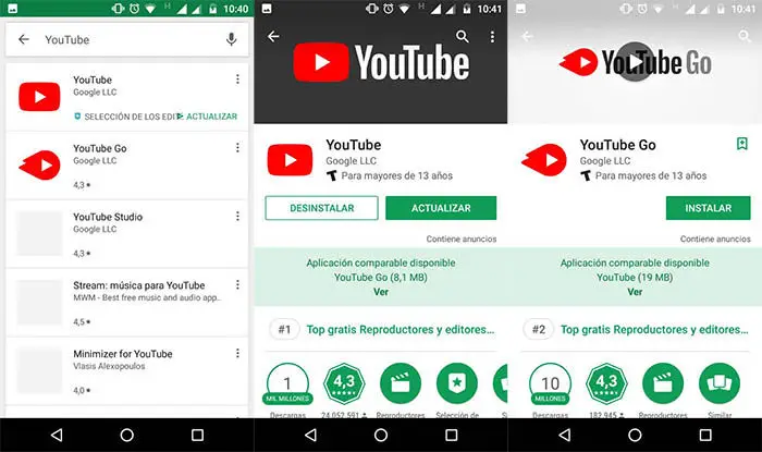 Google Play empfiehlt Lite- und Mini-Versionen