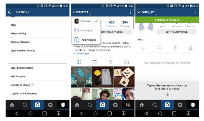 Instagram unterstützt mehrere Konten auf Android