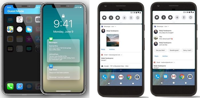 IOS 12 vs Android P-Schnittstelle