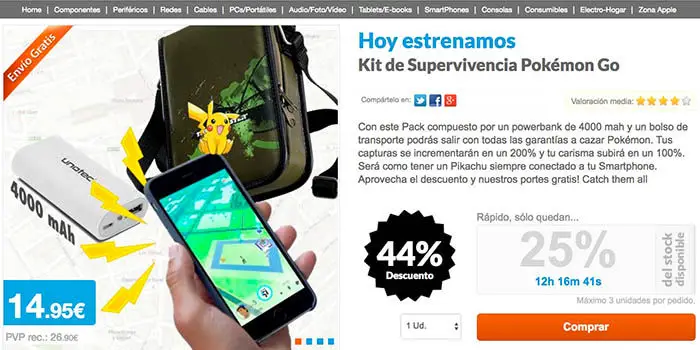 Kit supervivencia pokemon go 15 euros