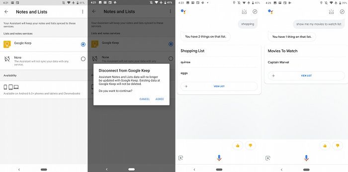 Google Einkaufsliste von Google Assistant beibehalten