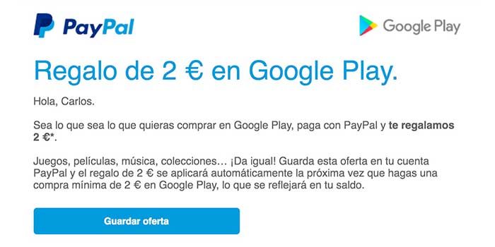 Mail 2 Euro kostenlos bei Google Play