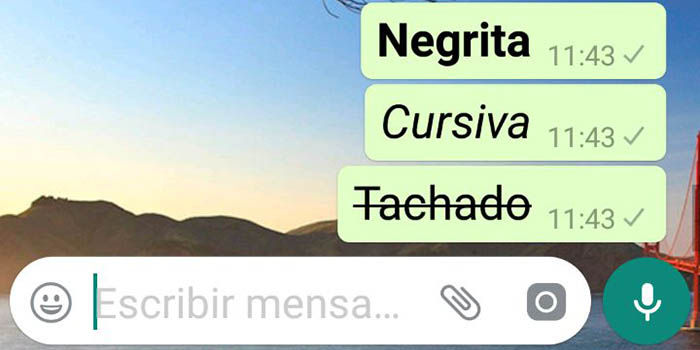 Negrita cursiva tachado en WhatsApp