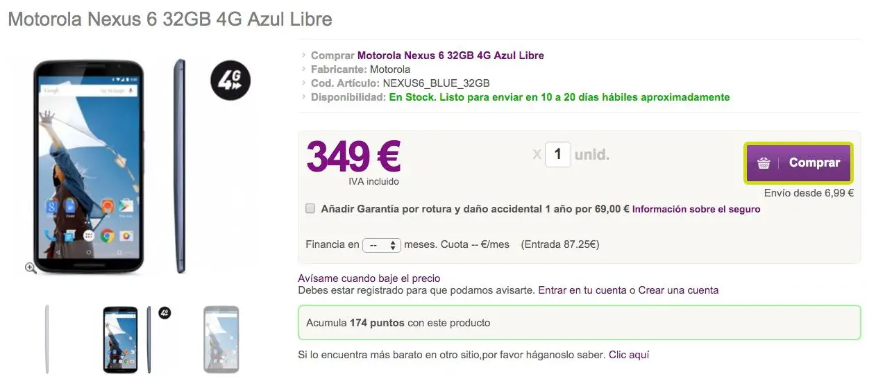 Nexus 6 349 Euro