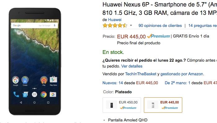 Nexus 6P für 450 Euro bei Amazon