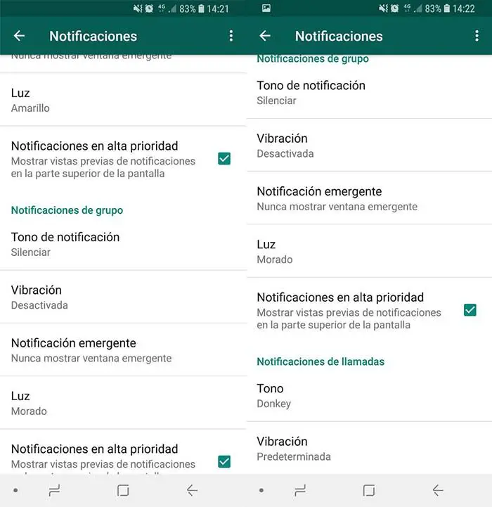 Benachrichtigungen mit hoher Priorität auf WhatsApp