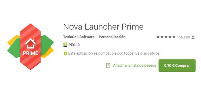 Nova Launcher Prime en oferta