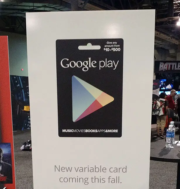 Neue Google Play-Geschenkkarte mit dem von Ihnen gewählten Betrag