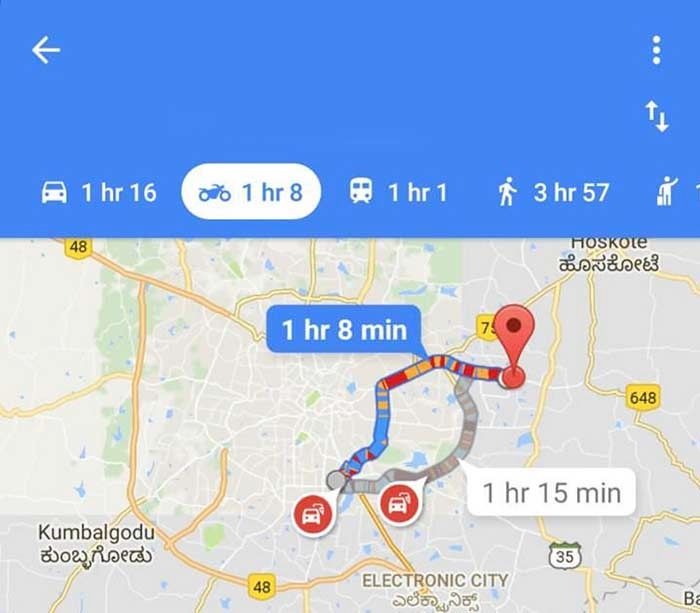 Neue Google Maps im Moto-Modus