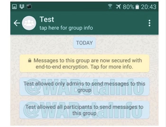 Neue eingeschränkte Gruppen von WhatsApp