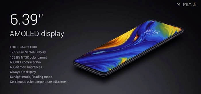 Bildschirm des Xiaomi Mi Mix 3