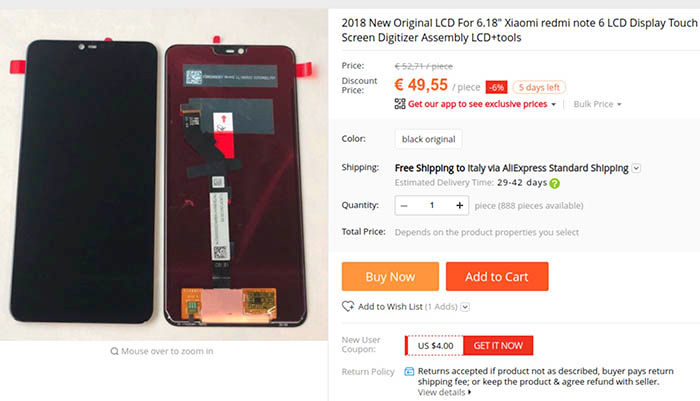 Bildschirm für Redmi Note 6