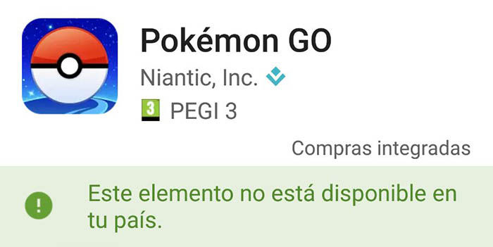Pokemon Go nicht verfügbares Land