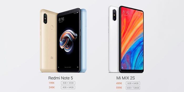 Offizieller Preis Redmi Note 5 Mi Mix 2S espana