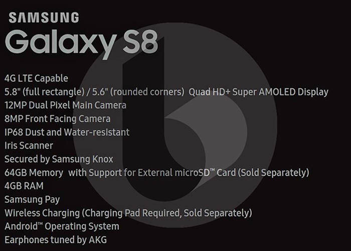 Samsung Galaxy S8 Spezifikationen