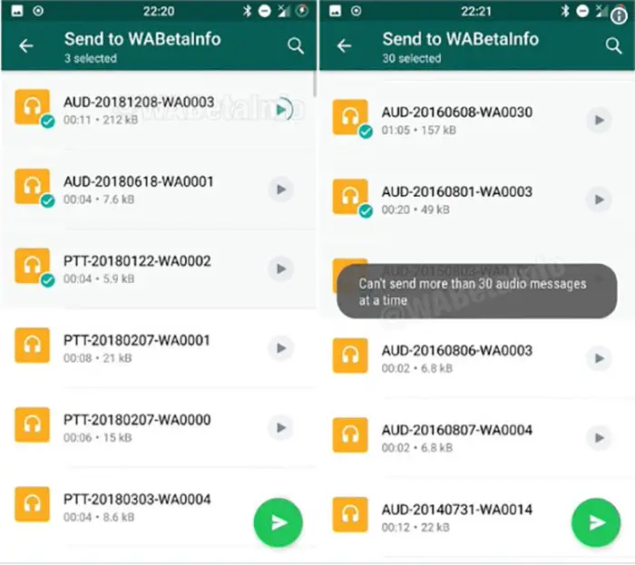 WhatsApp-Audioauswahl