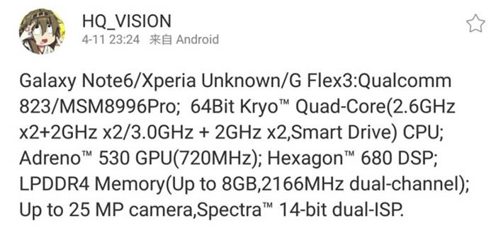 Snapdragon 823 in Anmerkung 6